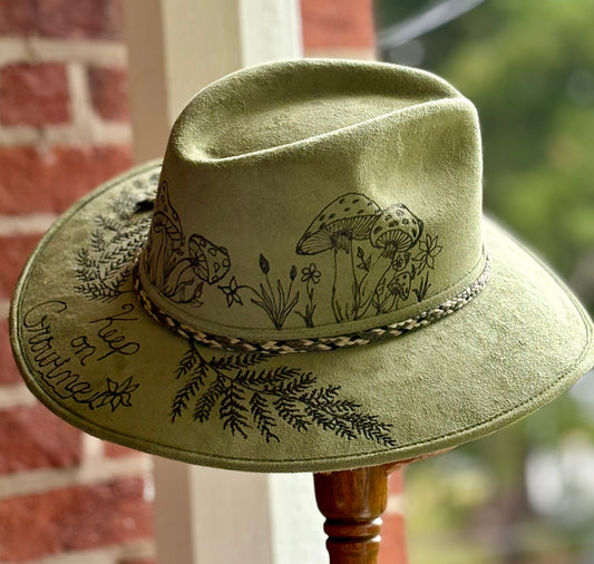 Keep On Growing – Sage Green Suede Fedora