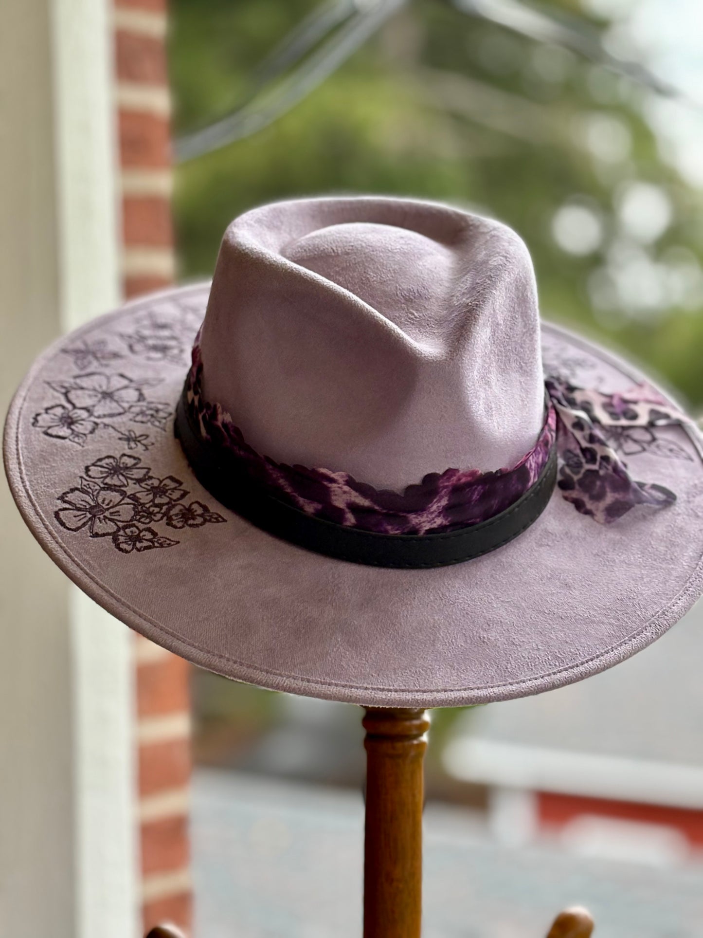 Lavendar Floral Flat Brim