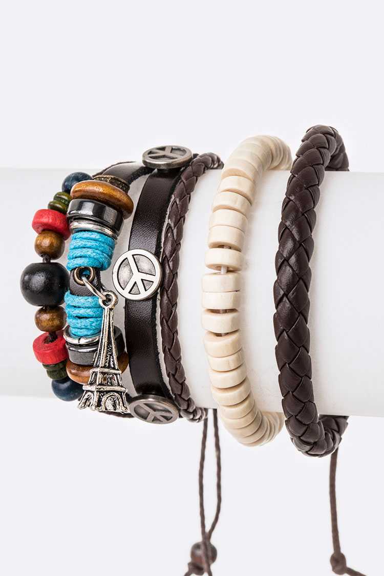 4 pc Multi Peace Bracelet