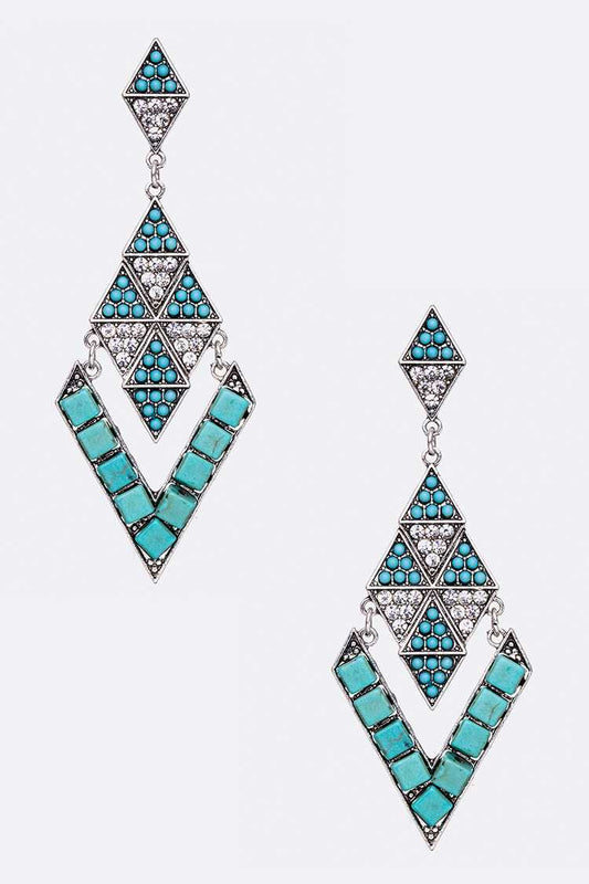 Double Diamond Drop Earrings