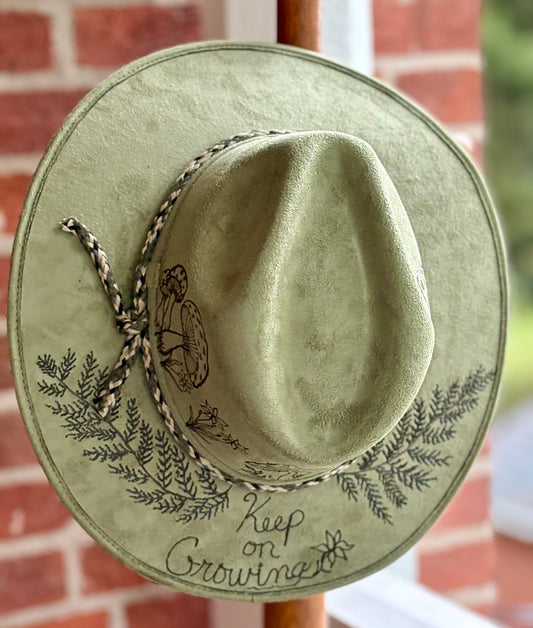 Keep On Growing – Sage Green Suede Fedora
