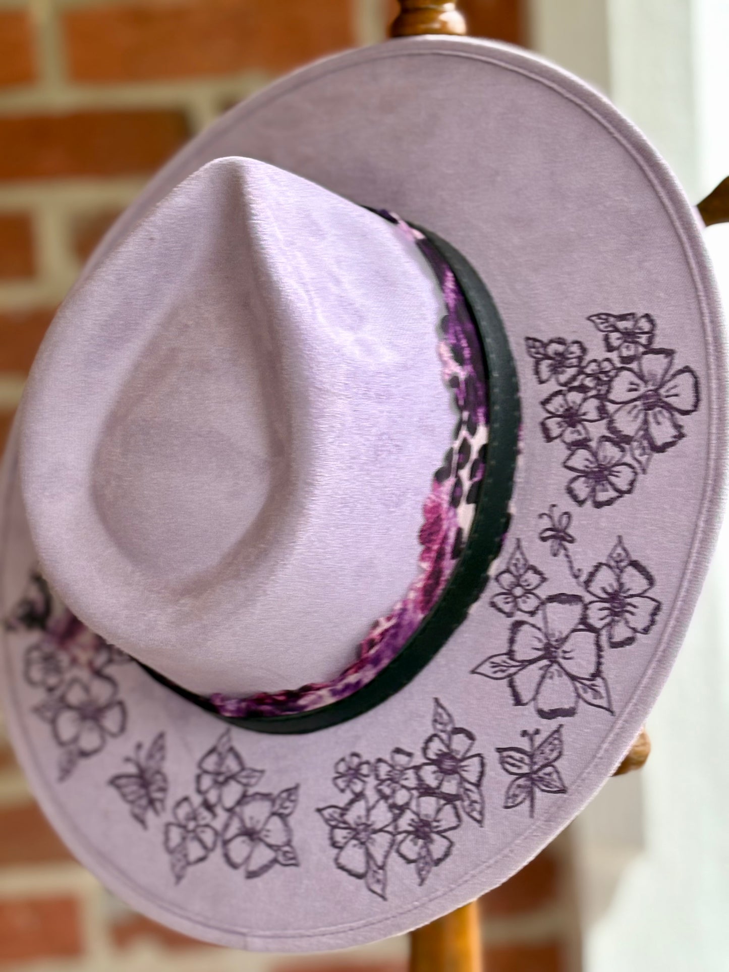 Lavendar Floral Flat Brim
