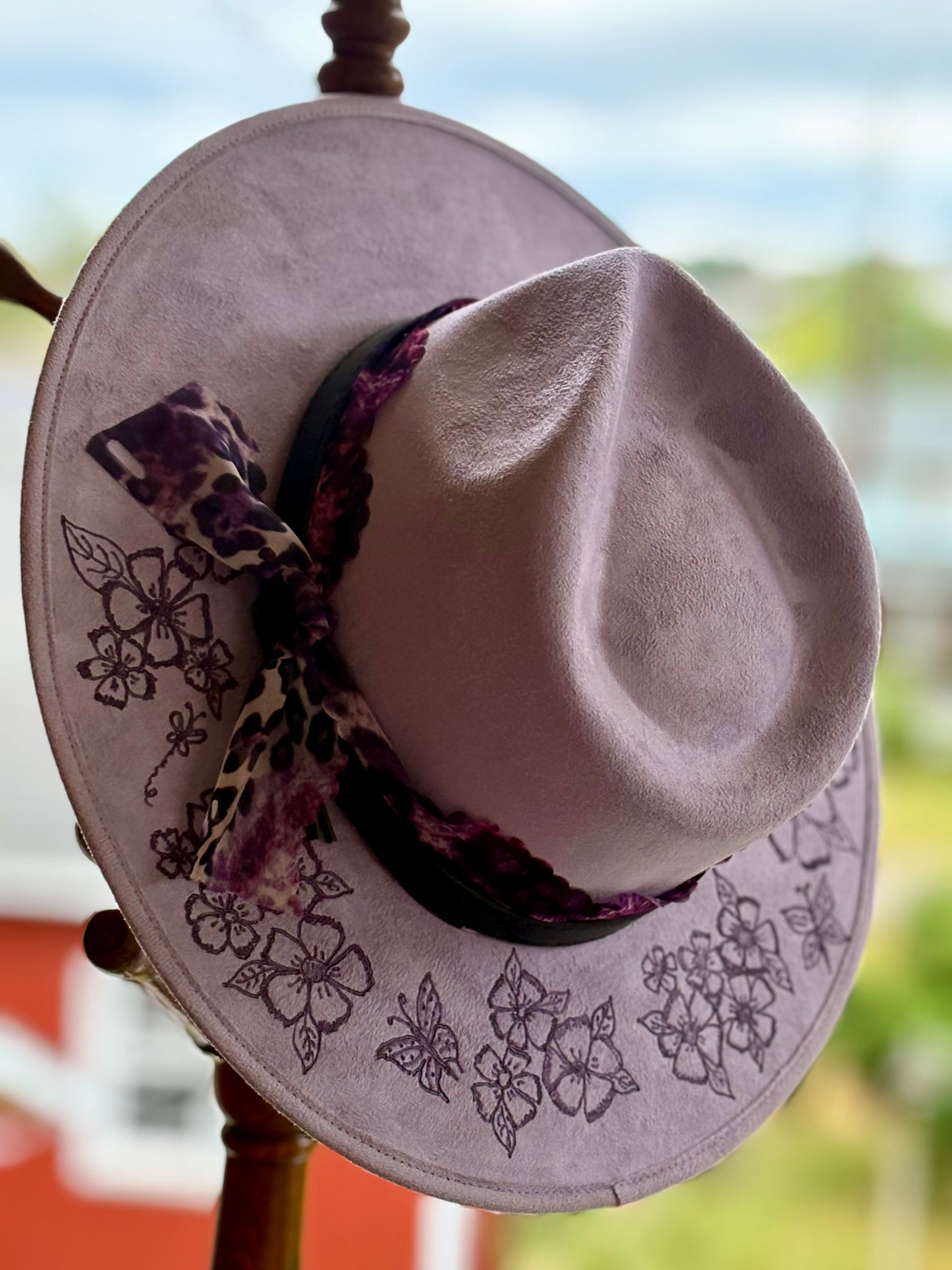 Lavendar Floral Flat Brim