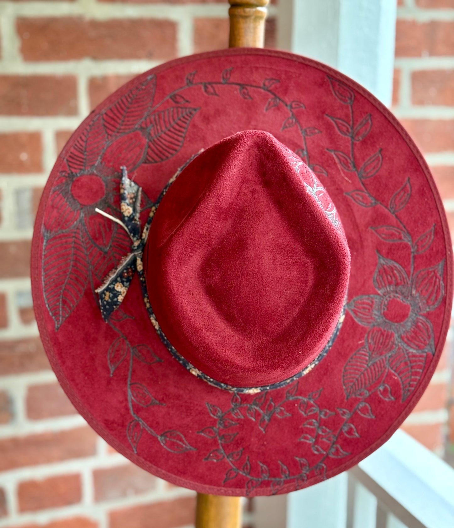 Wine Floral Flat Brim